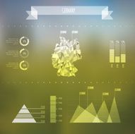 Abstract Germany Map with Infographic Elements on Blurred Backgr