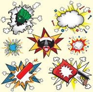 Retro Comic book explosions and cloud bursts