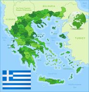 Greece - green highly detailed map