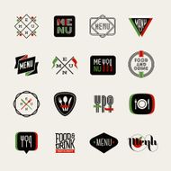 Collection of menu design elements
