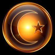 moon and star icon golden isolated on black background