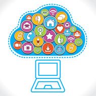different social media icons make cloud