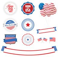 Set of Independence Day labels and design elements