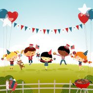 fourth of july kids party bbq illustration vector summer N2