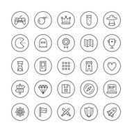 Classic game thin line icons set