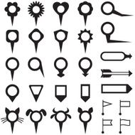 Set of figured map pointers and arrow