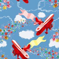 Biplane with banner and gifts