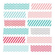 Set of colorful patterned washi tape stripes N6