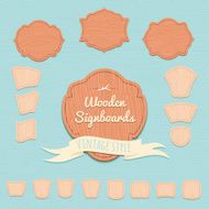Set of wooden signboards Flat style