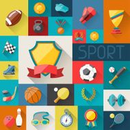 Background with sport icons in flat design style