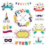 Celebration carnival set of icons decorations and objects
