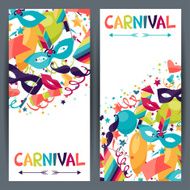 Celebration vertical banners with carnival icons and objects