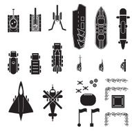 Military and army icons top view for planing map positioning