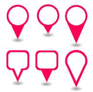 Set of pink pointers and markers different shapes vector
