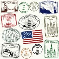 Retro American Travel Stamps