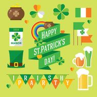 Happy St Patrick&#039;s Day vector illustration icon set N2