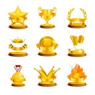 Gold awards icon set