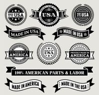 Made in the USA Black &amp; White patriotic buttons set N2