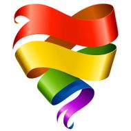 Vector rainbow ribbon in the shape of heart N2