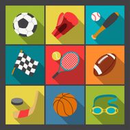 Sport icons set in flat design style N2