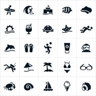 Black Beach and Recreation Icons