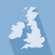 United Kingdom simple map on blue background