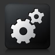 Black Square Button with Gears Icon