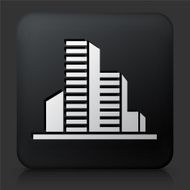 Black Square Button with Buildings