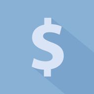 Dollar symbol in front of blue background