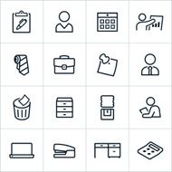 Black Business Office Icons - Line Style N2