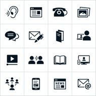 Black Communication Methods Icons