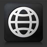 Black Square Button with Globe Icon N2