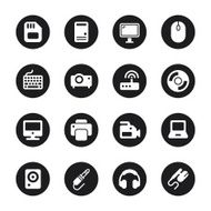 Computer Hardware Icons Set 1 - Black Circle Series