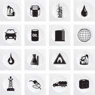 Fuel Oil Industry Round Icon Set