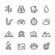 Travel Adventure and Camping Icons - Line Series