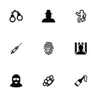 crime 9 icons set