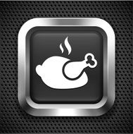 Roasted Chicken on Black Square Button