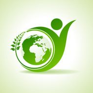 Eco people celebration icon with leaf and earth design vector