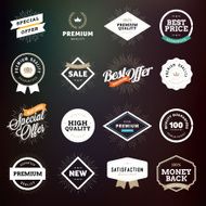 Collection of premium quality badges and labels