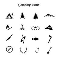 Camping icon set vector