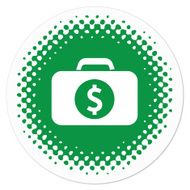 money portfolio symbol on halftone badge