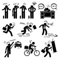 Fail Businessman Emotion Feeling Action Stick Figure Pictogram Icons