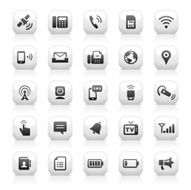 White Button Icons Set N17