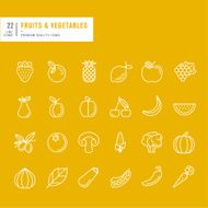 Set of thin line web icons for fruits and vegetables