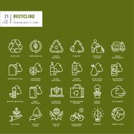 Set of thin line web icons for recycling