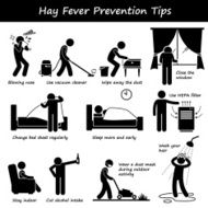 Hay Fever Prevention Allergy Tips Stick Figure Pictogram Icons