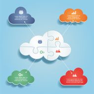 Infographic report template with clouds and icons Vector