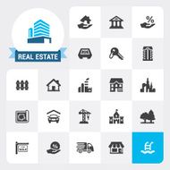 Real Estate base vector icons and label
