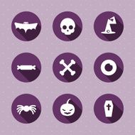 Vector set Halloween icons Flat design