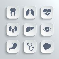 Medical icons set - vector white app buttons